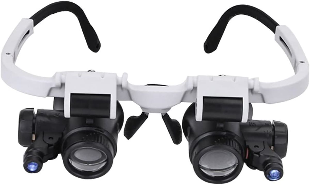 Adjustable Headband Magnifying Glass with Led Light,Lenses 8X 15X 23X -S_1